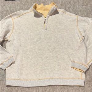 XL Caribbean Joe Men's Yellow Cream and Quarter-Zip Sweater